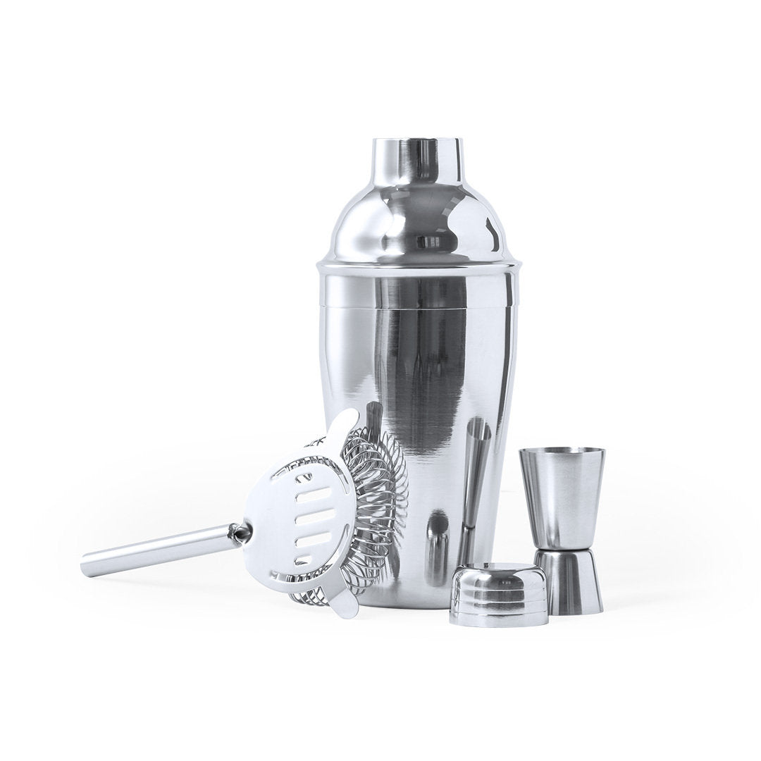 Set cóctel de 3 accesorios, fabricado en acero inox de acabado cromado.