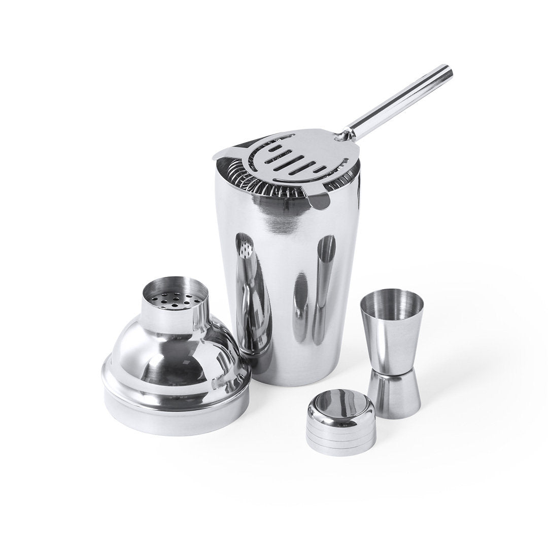 Set cóctel de 3 accesorios, fabricado en acero inox de acabado cromado.