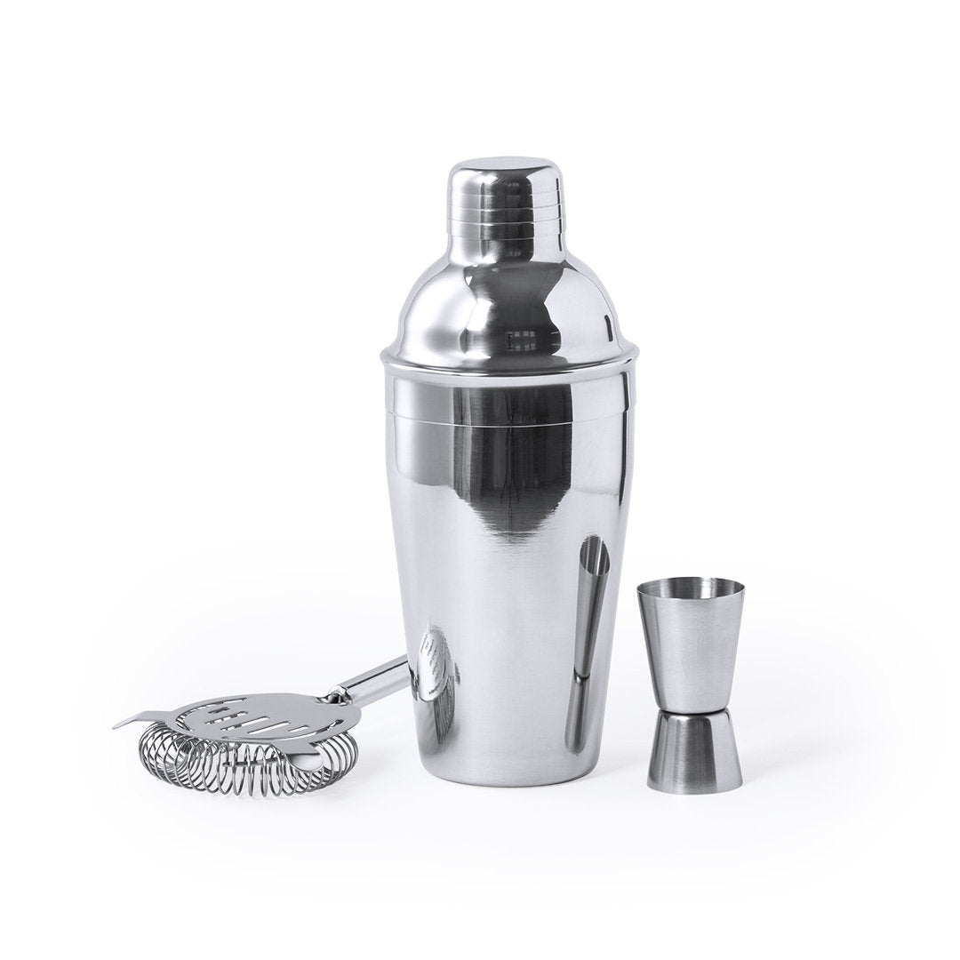 Set cóctel de 3 accesorios, fabricado en acero inox de acabado cromado.