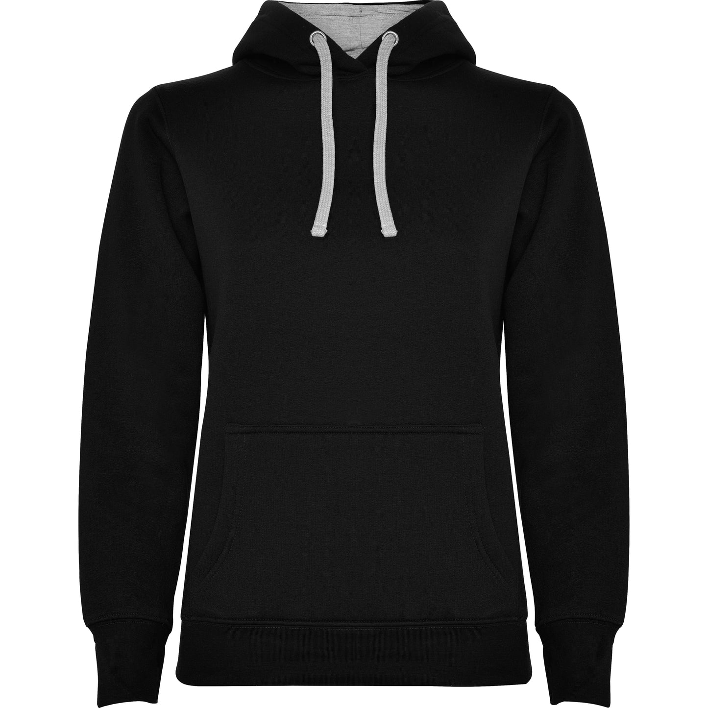 1068 Sudadera entallada con capucha bicolor y bolsillo.