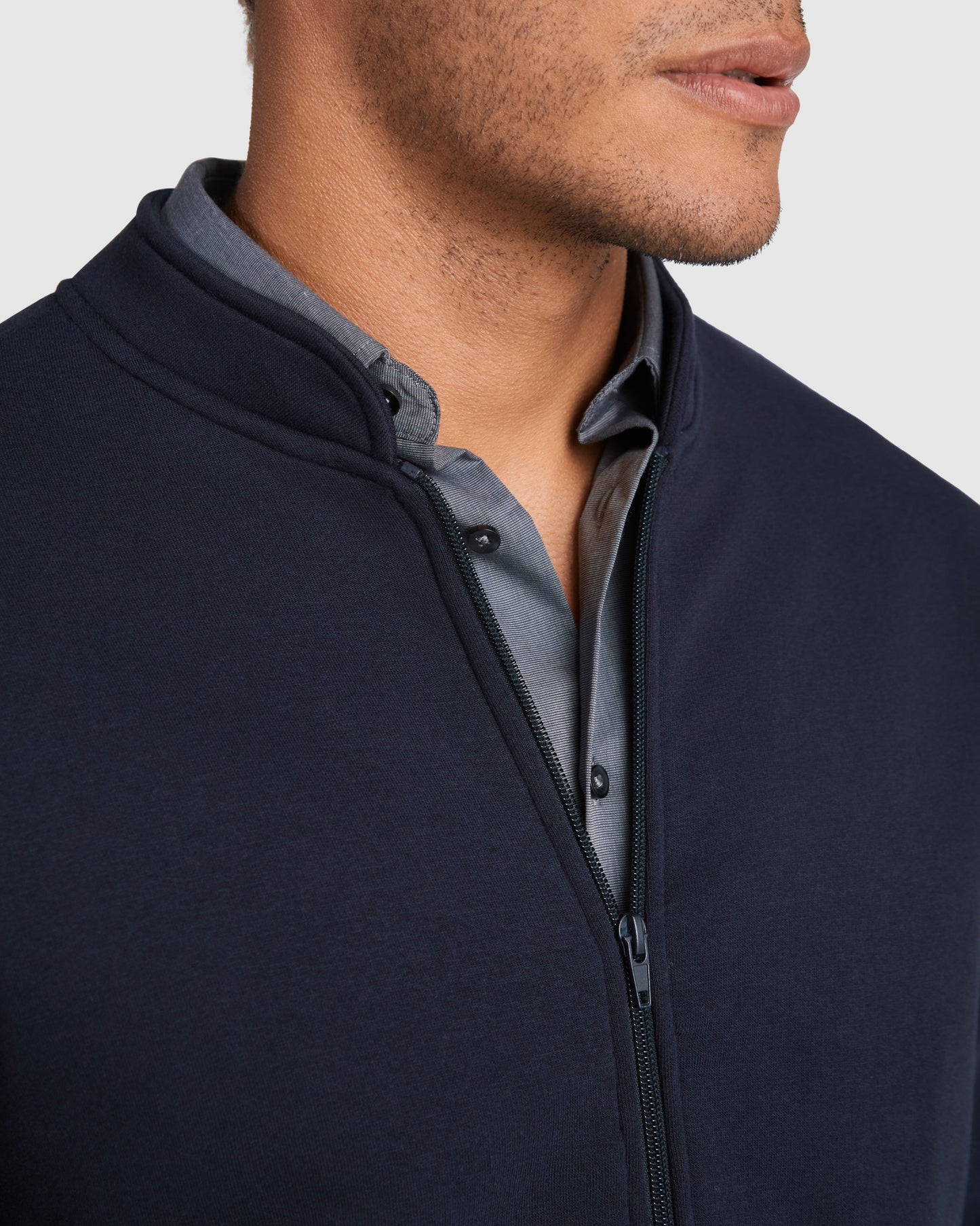 1103 Sudadera de felpa perchada de manga larga con cuello Mao.