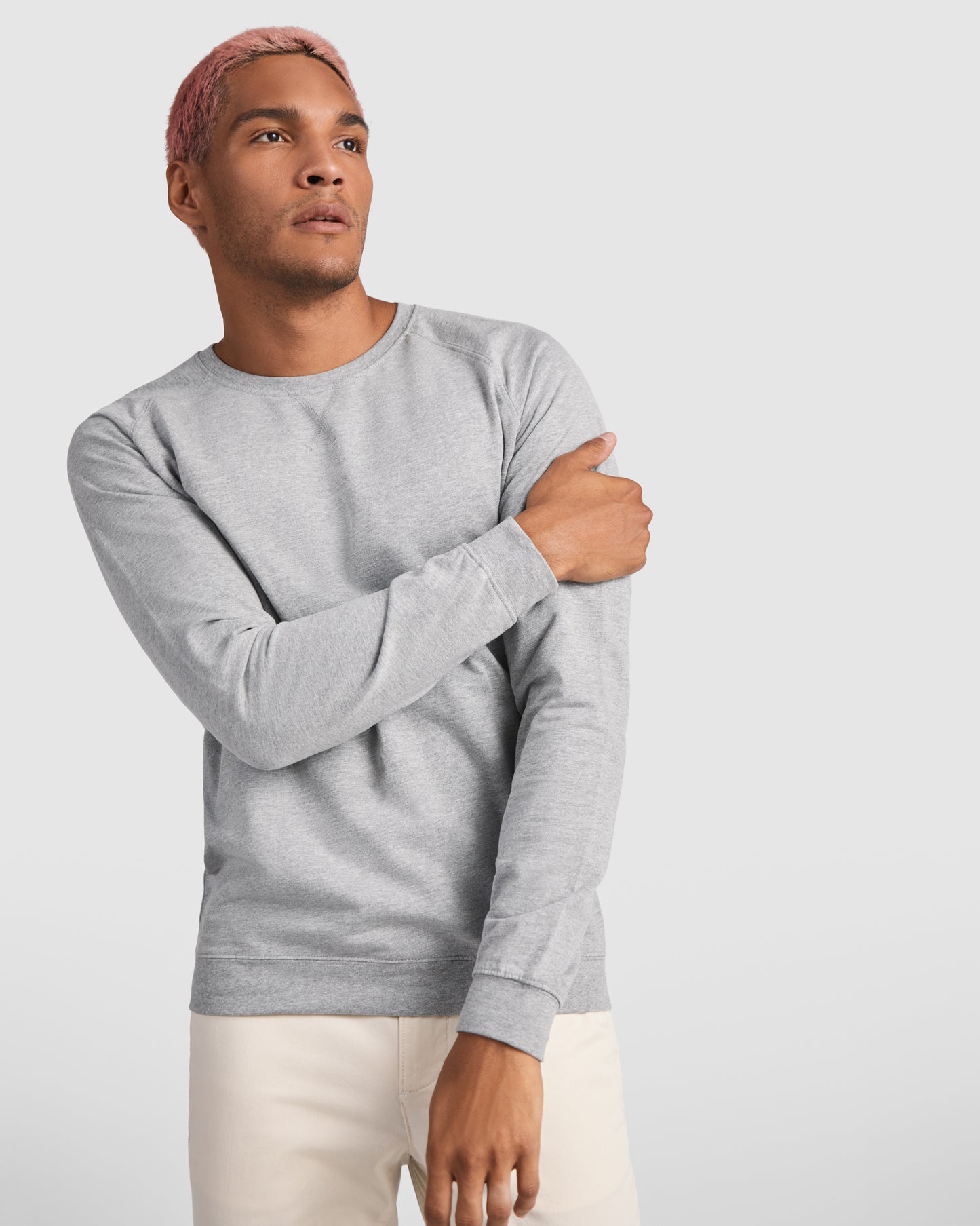 1104 Sudadera de algodón de manga entallada estilo ranglán