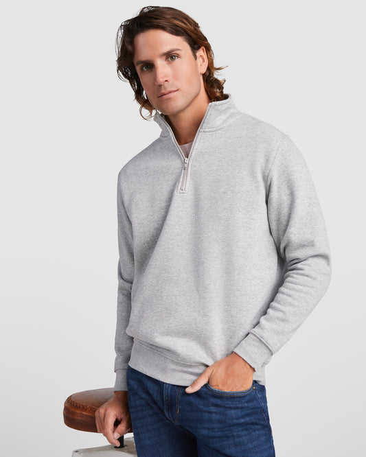 1109 Sudadera con media cremallera a tono y cuello alto