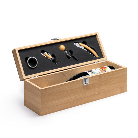 El estuche para botella de vino elaborado de madera