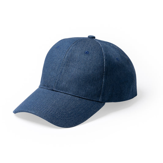 Gorra de tejido vaquero reciclado de 6 paneles. Ojales de ventilación.