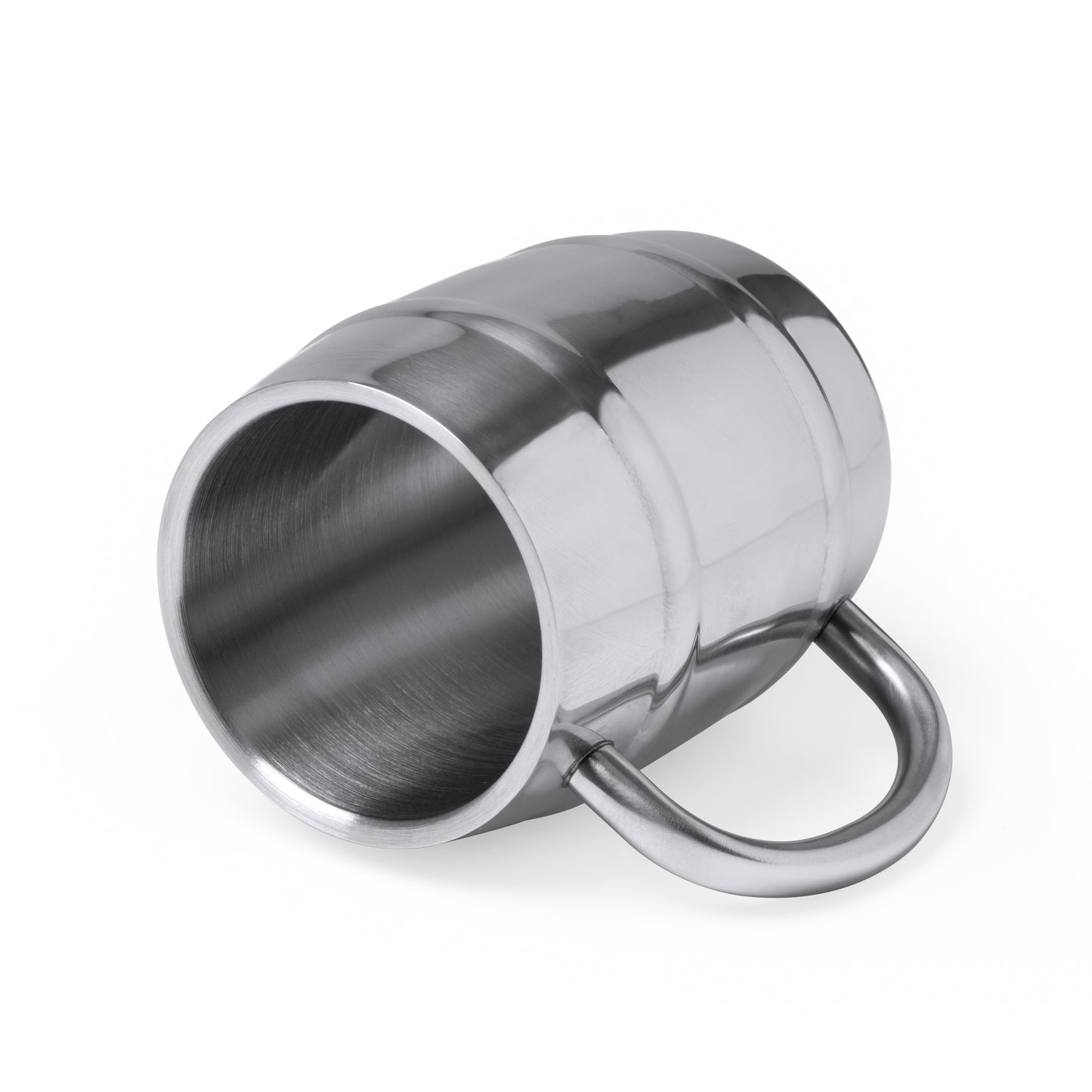 Jarra de acero inoxidable 304 de doble pared con acabado cepillado. Capacidad de 420 ml.