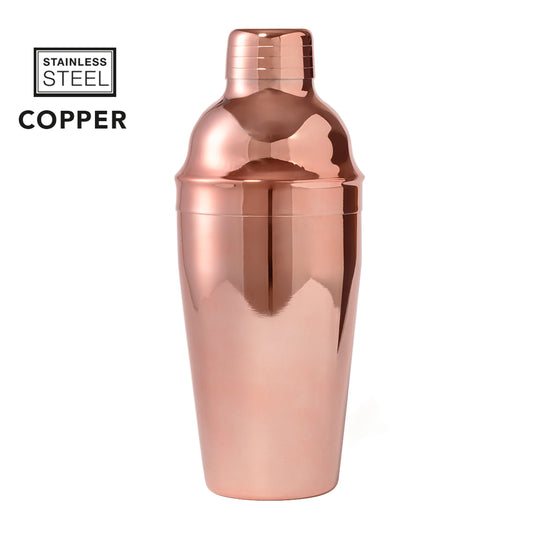 Cocktelera de 550 ml de capacidad en acero inox y recubrimiento exterior de cobre galvanizado
