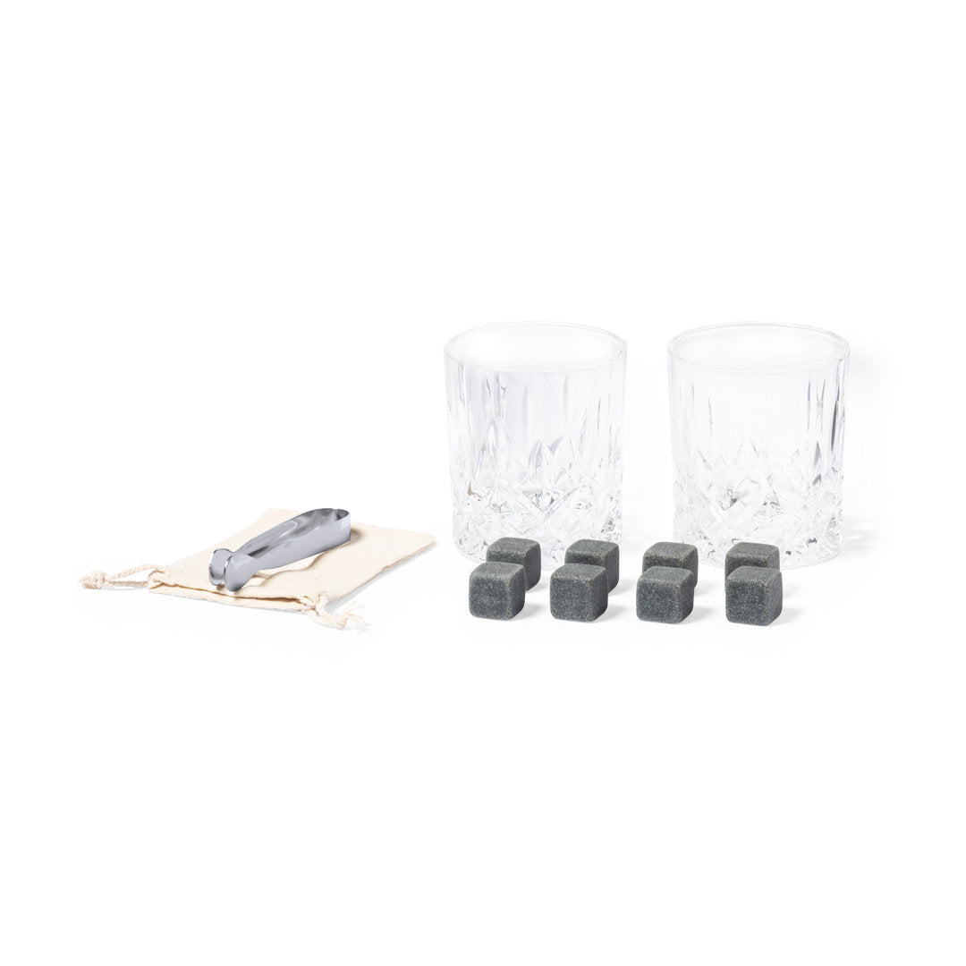 Set de whisky en elegante estuche de bambú con interior troquelado