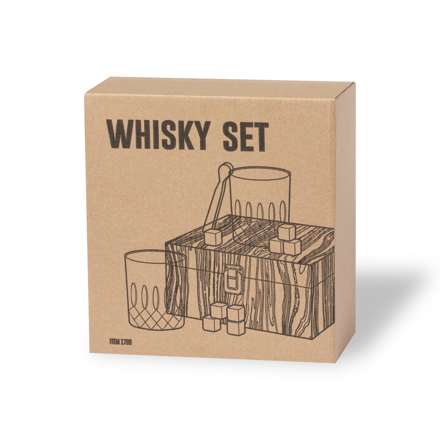 Set de whisky en elegante estuche de bambú con interior troquelado