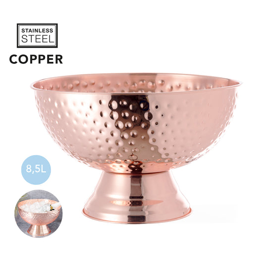 Elegante champanera fabricada en acero inoxidable con recubrimiento de cobre galvanizado