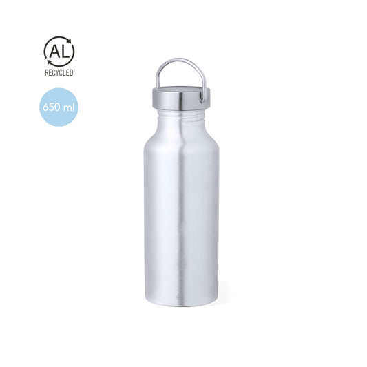 Bidón de 650 ml de capacidad, fabricado en Aluminio Reciclado de acabado brillo.