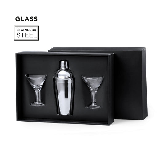 Elegante set de coctel. Conjunto de coctelera en acero inox de 550 ml