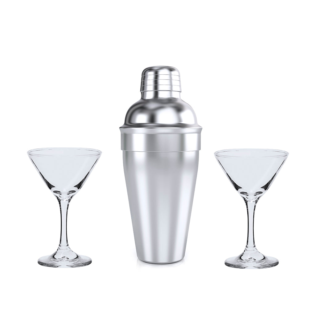 Elegante set de coctel. Conjunto de coctelera en acero inox de 550 ml