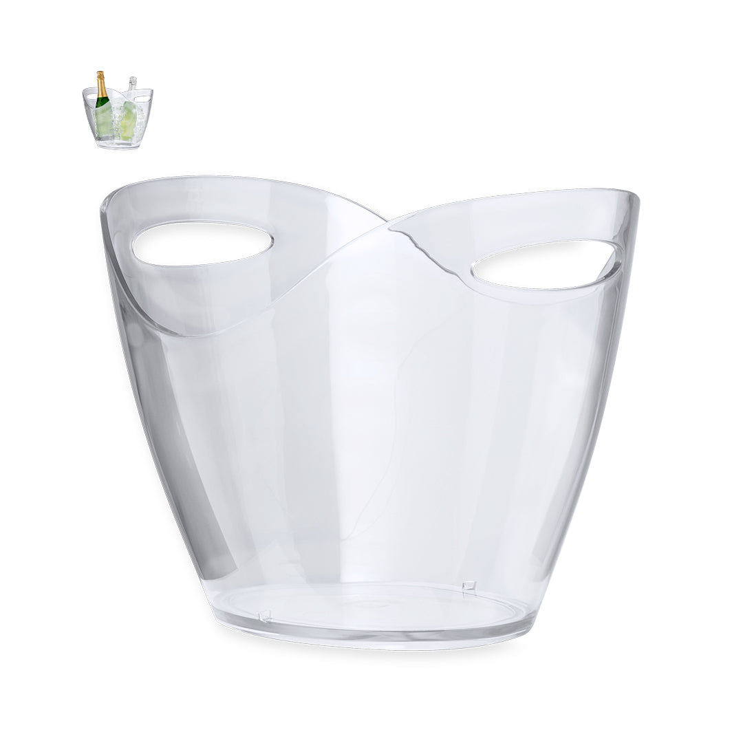 Elegante cubitera transparente de 8 l de capacidad fabricada en resistente PS