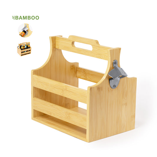 Práctico soporte para botellas hecho en bambú.