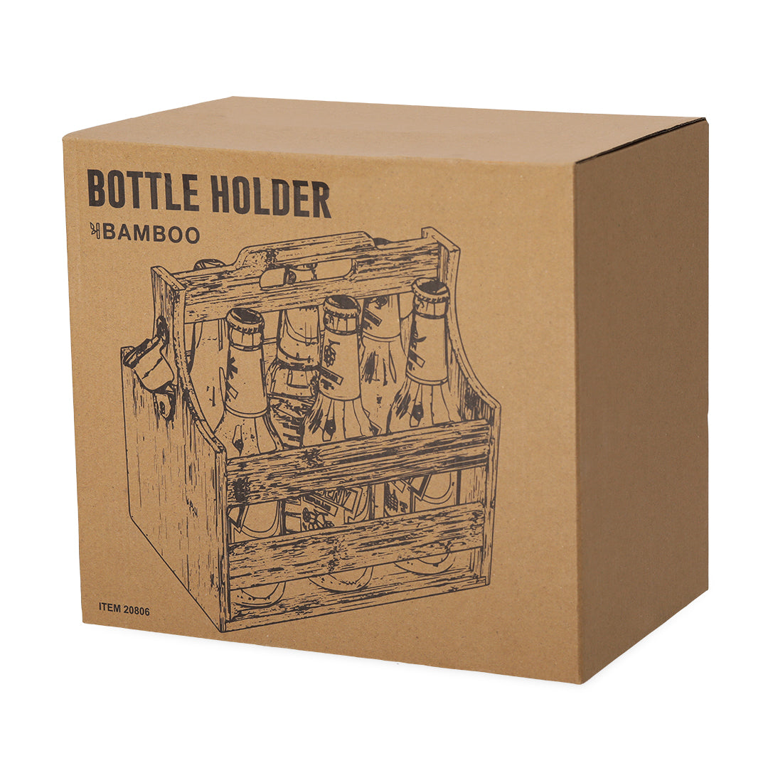 Práctico soporte para botellas hecho en bambú.