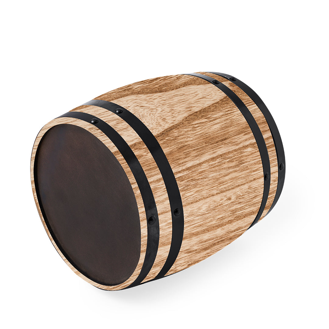 Original cubo de acero con exterior de madera