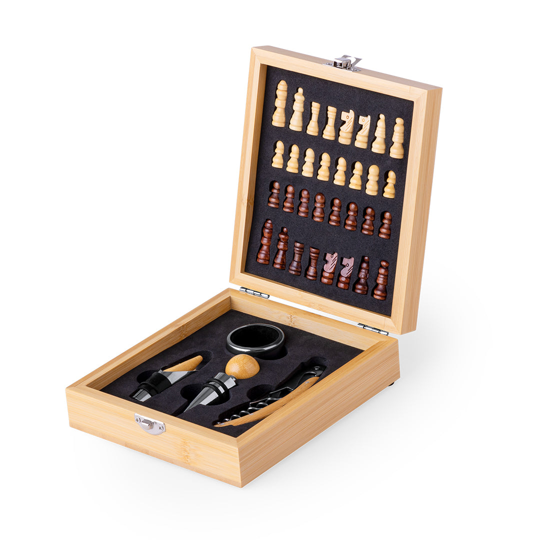 Original set de vinos ajedrez -piezas incluidas- acabado en bambú natural. (copia)