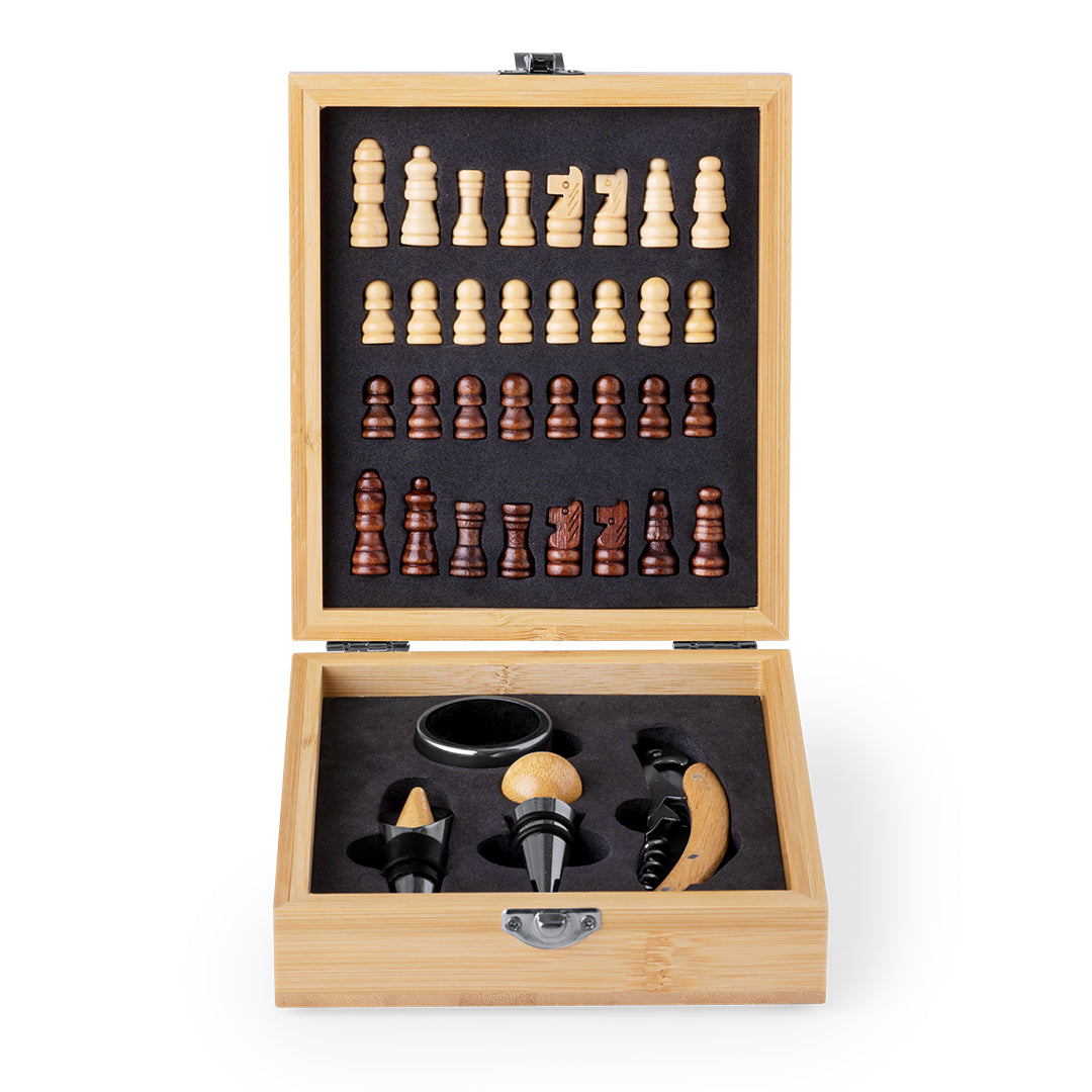 Original set de vinos ajedrez -piezas incluidas- acabado en bambú natural. (copia)