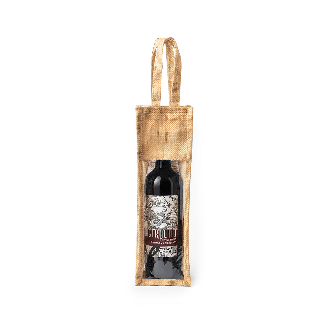 Resistente bolsa de yute laminado para botella de vino de 75cl