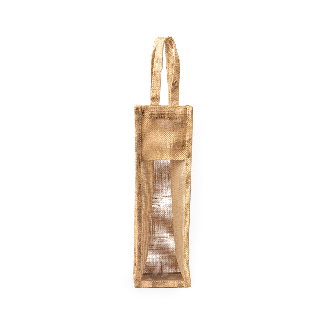 Resistente bolsa de yute laminado para botella de vino de 75cl