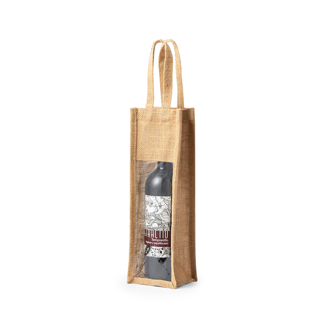 Resistente bolsa de yute laminado para botella de vino de 75cl