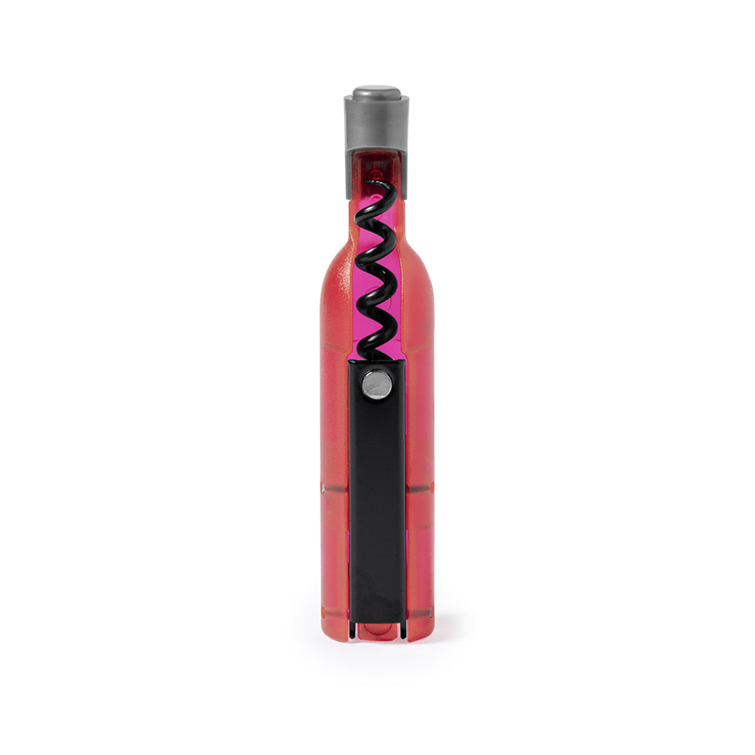 Divertido sacacorchos magnético con forma de botella de vino.