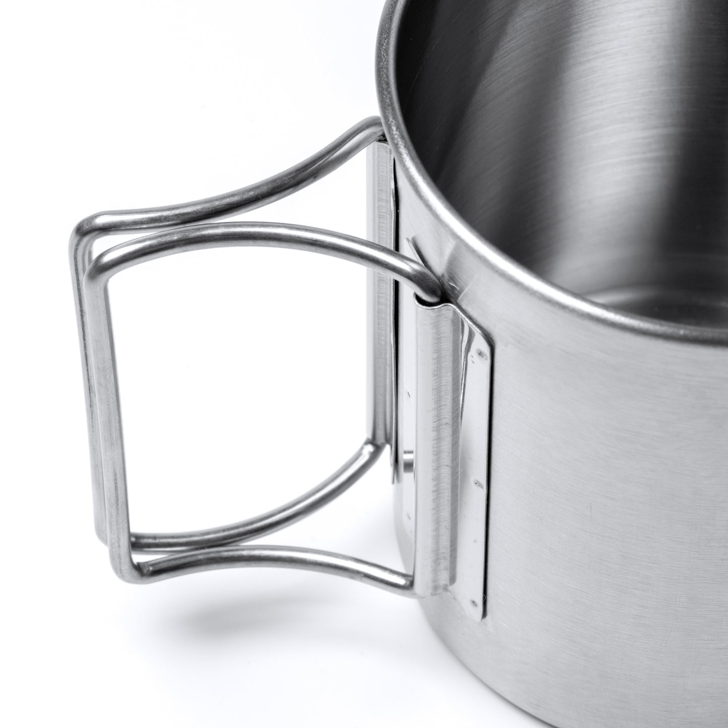 Taza de acero inoxidable 304 con asas plegables. Capacidad 450 ml
