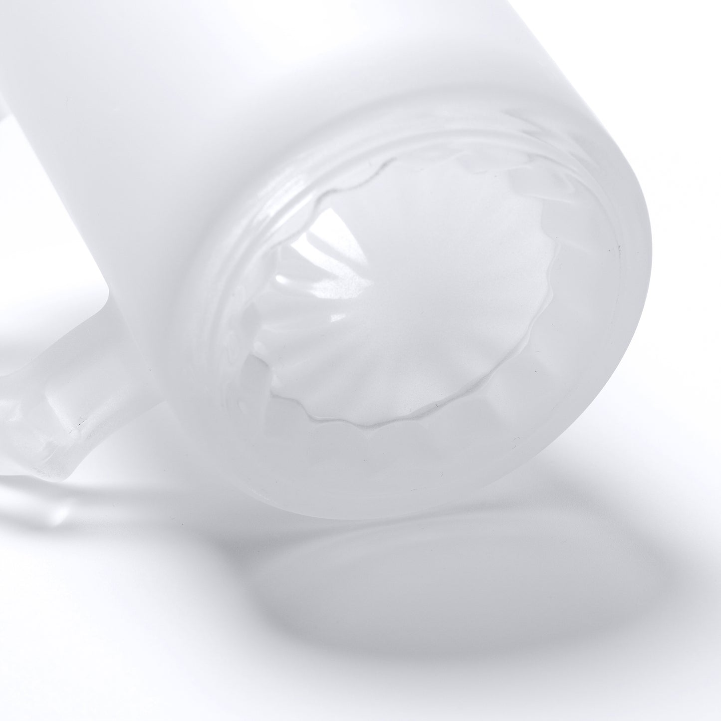 Jarra de cristal borosilicato efecto hielo especial para personalizarla con la técnica de sublimación. Capacidad de 500 ml.