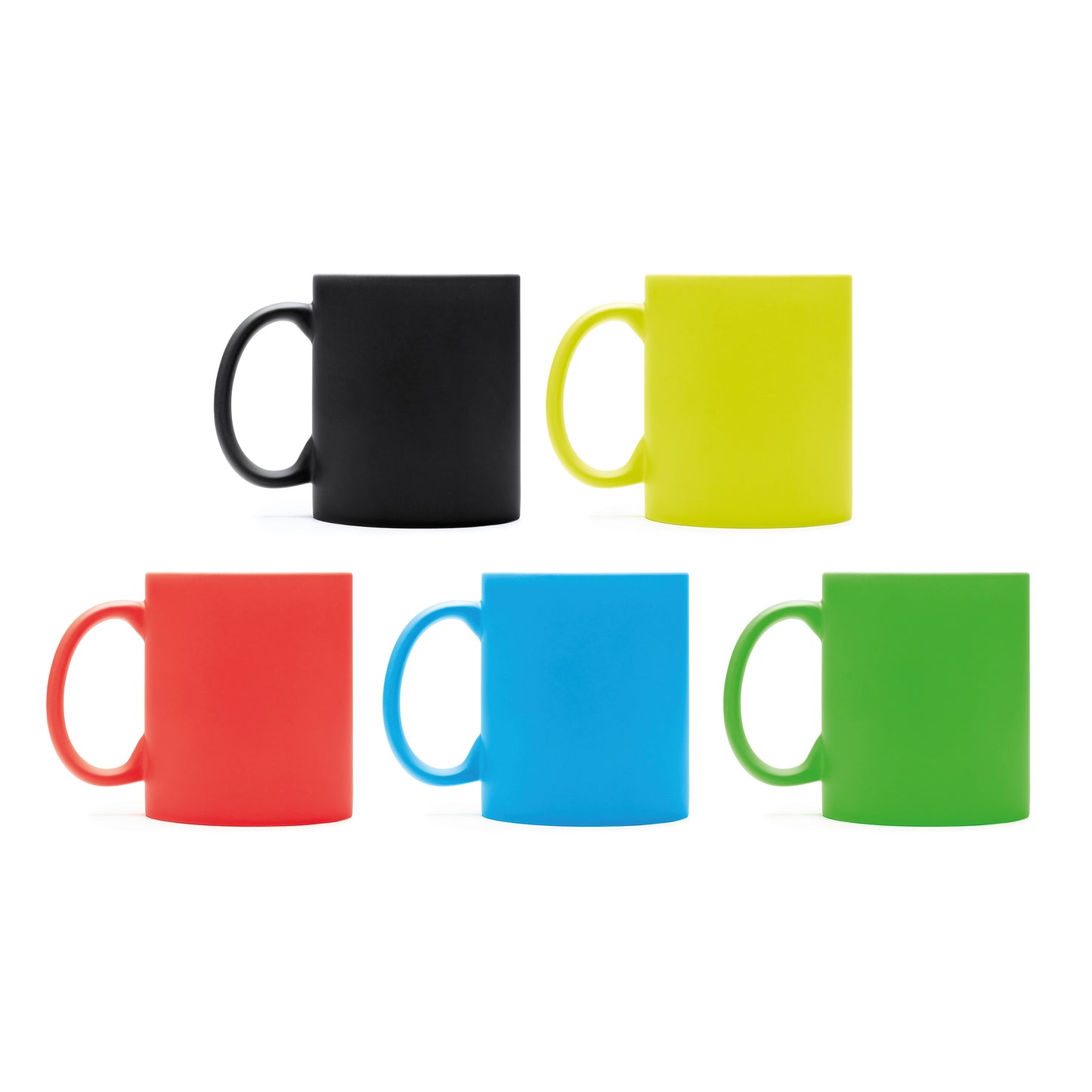 Taza promocional de cerámica ideal para marcaje láser con interior en blanco. Capacidad 350 ml.