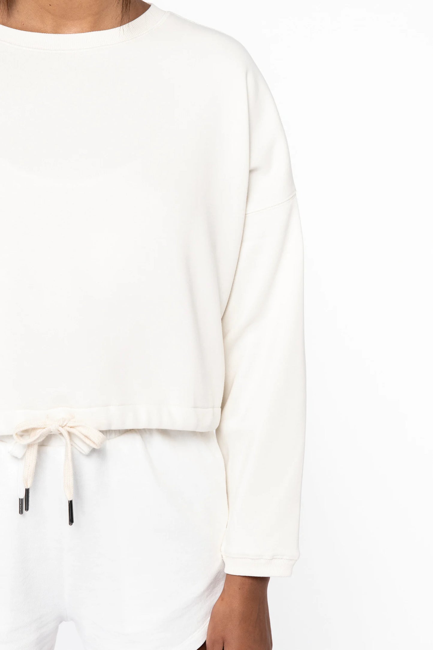 Sudadera ecorresponsable de cuello redondo oversize crop mujer