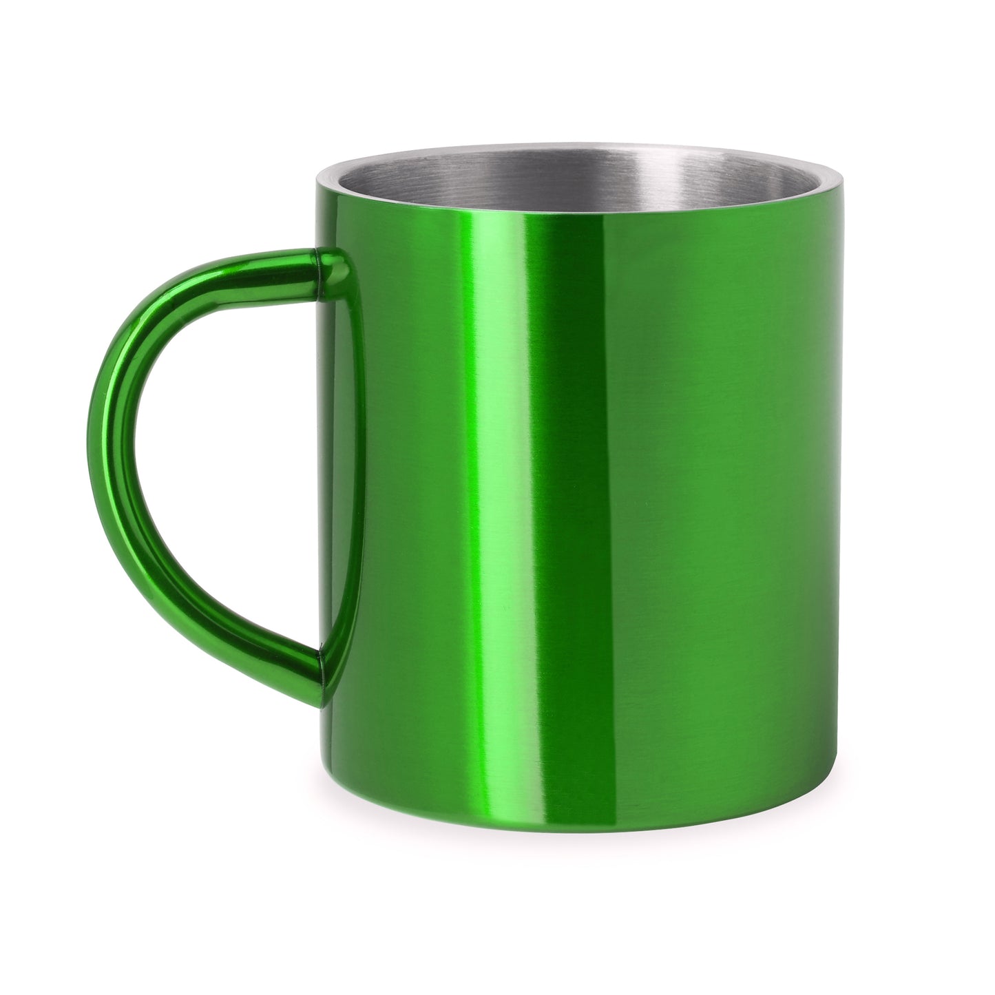 Taza metálica de doble pared con exterior a color. Capacidad 290 ml