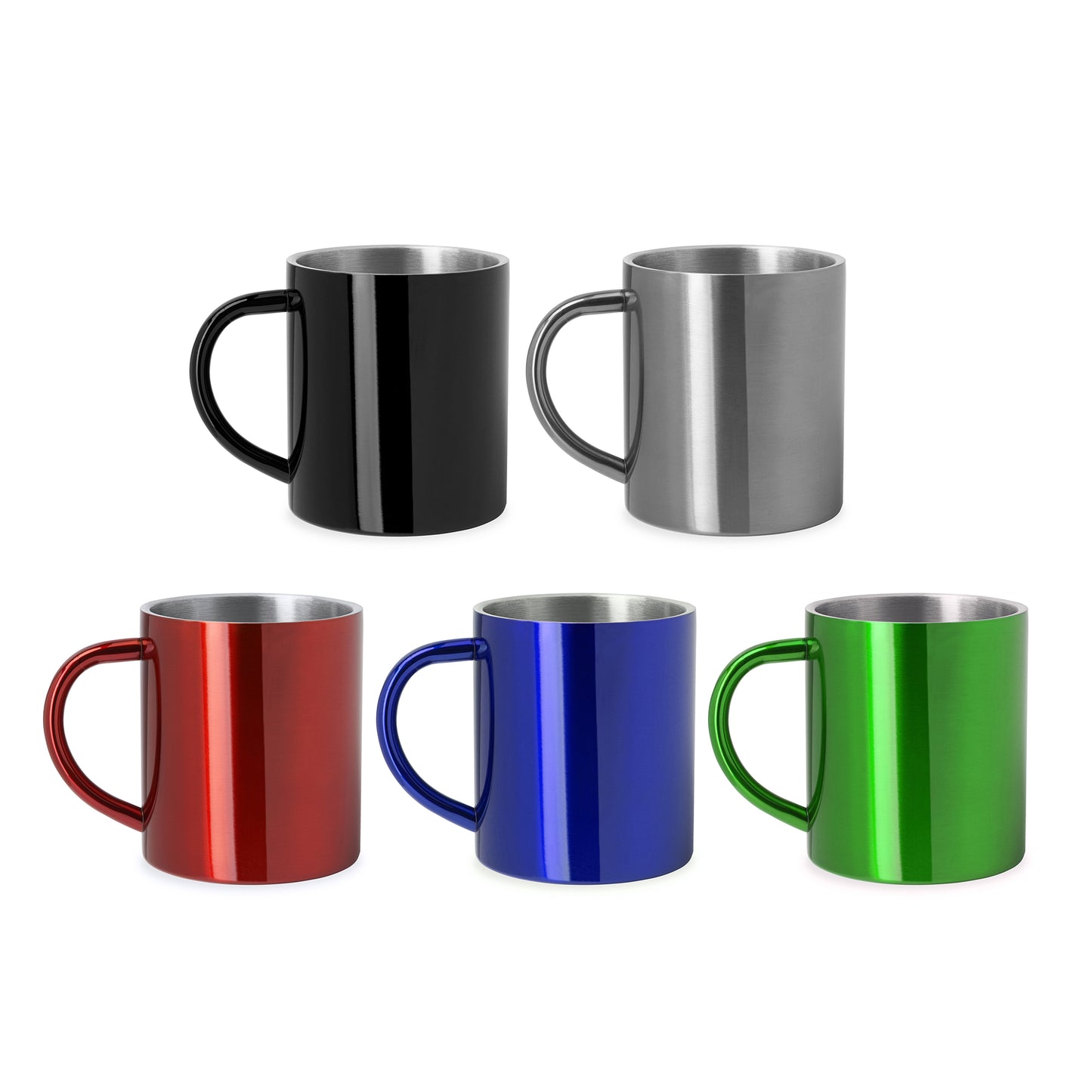 Taza metálica de doble pared con exterior a color. Capacidad 290 ml