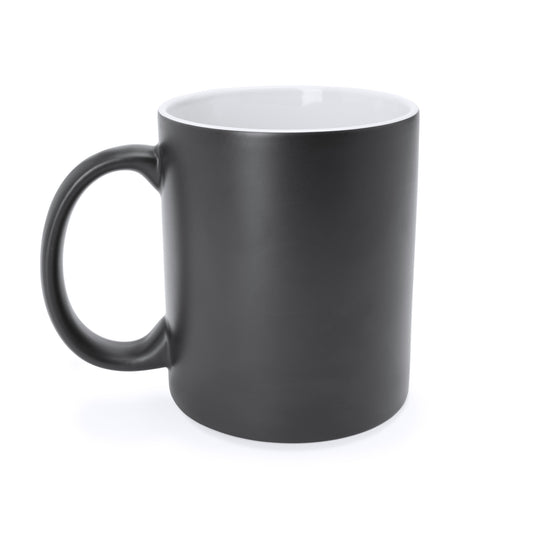 Taza mágica de cerámica de 350 ml. en acabado mate.