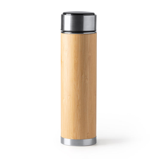 Termo doble pared de acero inoxidable 304 y bambú con infusor