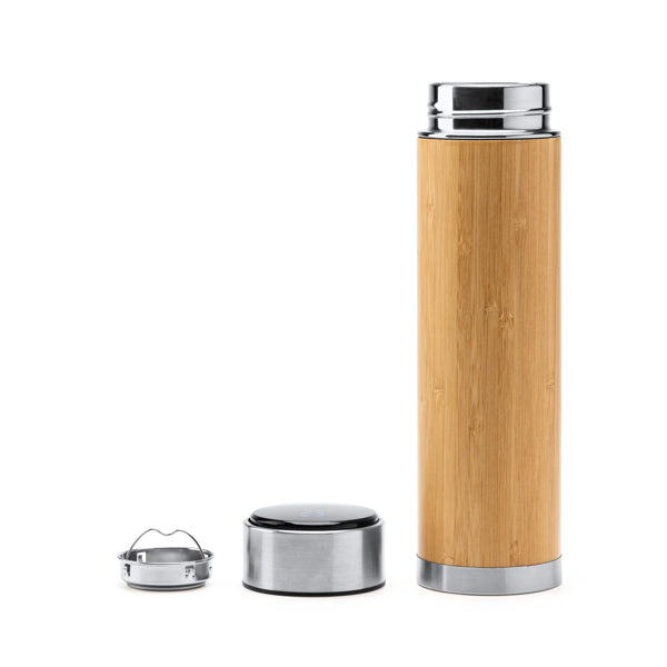 Termo doble pared de acero inoxidable 304 y bambú con infusor