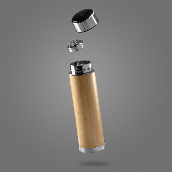 Termo doble pared de acero inoxidable 304 y bambú con infusor