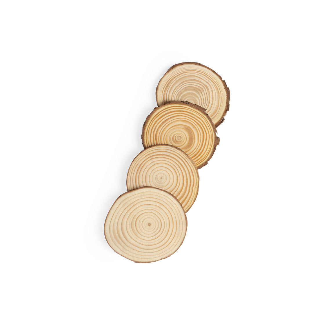 Set de posavasos en madera de pino natural.