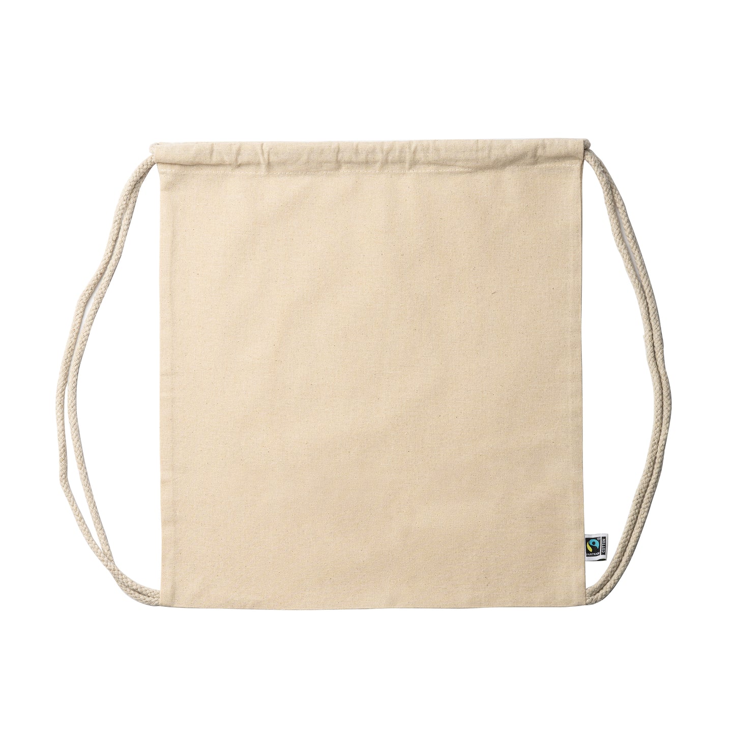Mochila de cordones 100% algodón Fairtrade de 180 g/m². Cordones a juego. Idónea mochila de uso diario.