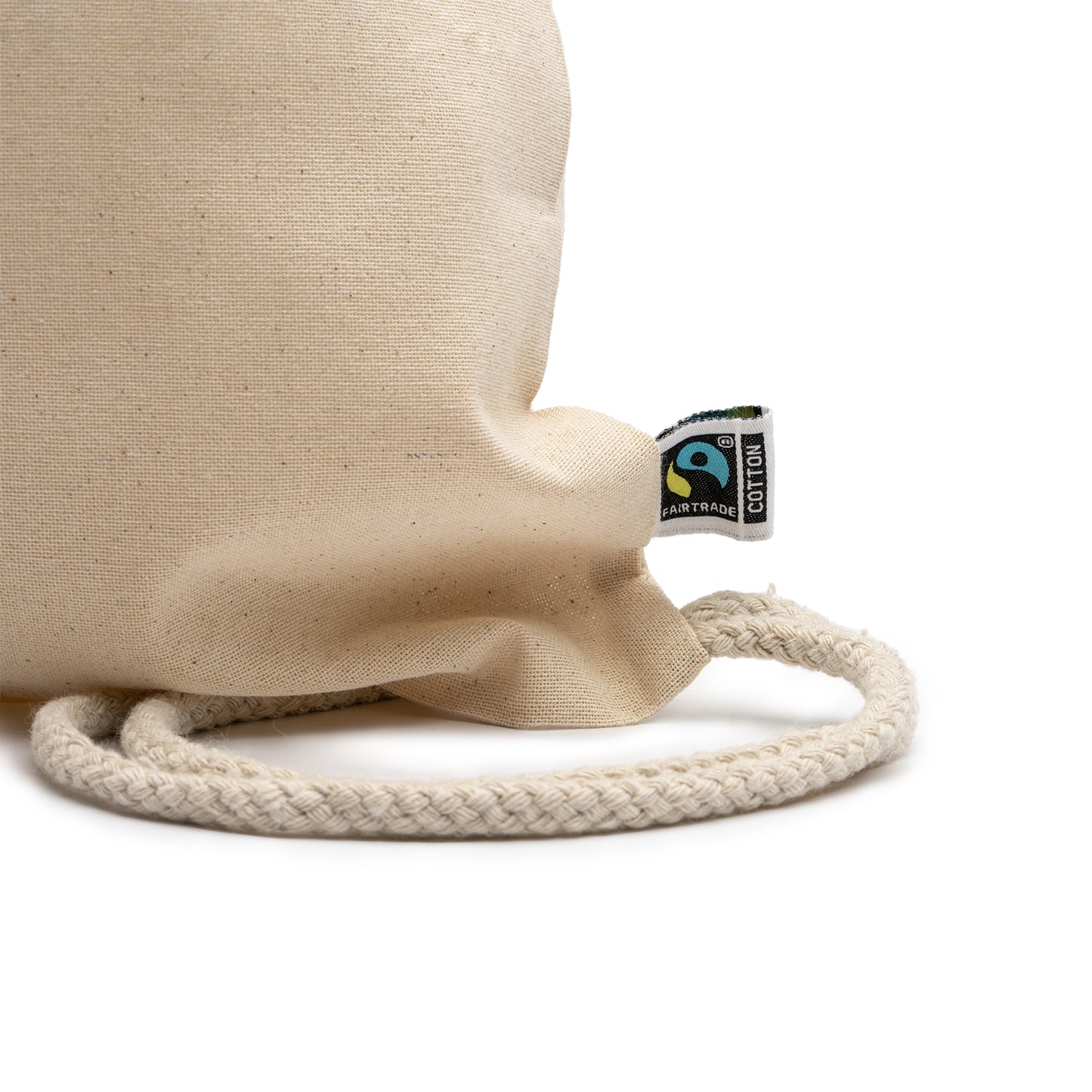 Mochila de cordones 100% algodón Fairtrade de 180 g/m². Cordones a juego. Idónea mochila de uso diario.