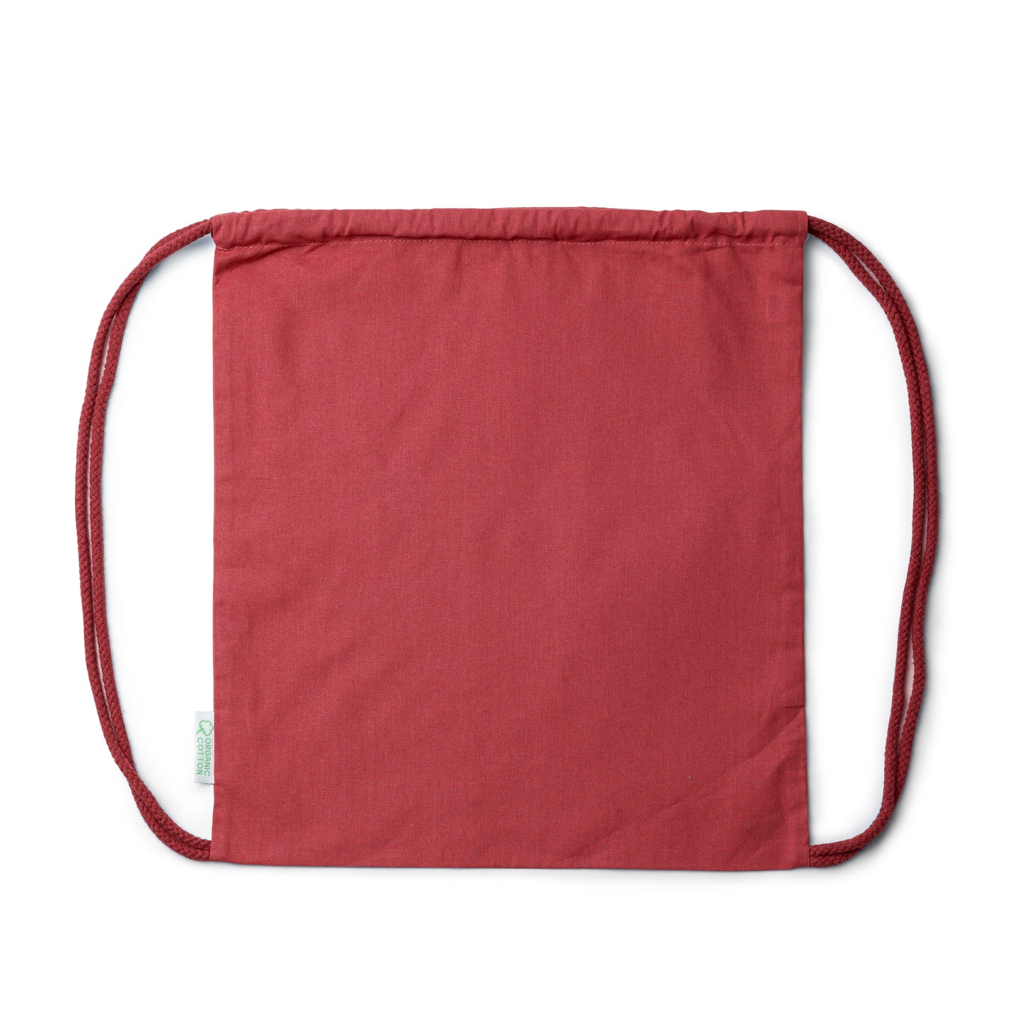 Mochila de cordones realizada 100% de algodón orgánico de 140 g/m². Cordones en color a juego con la mochila.