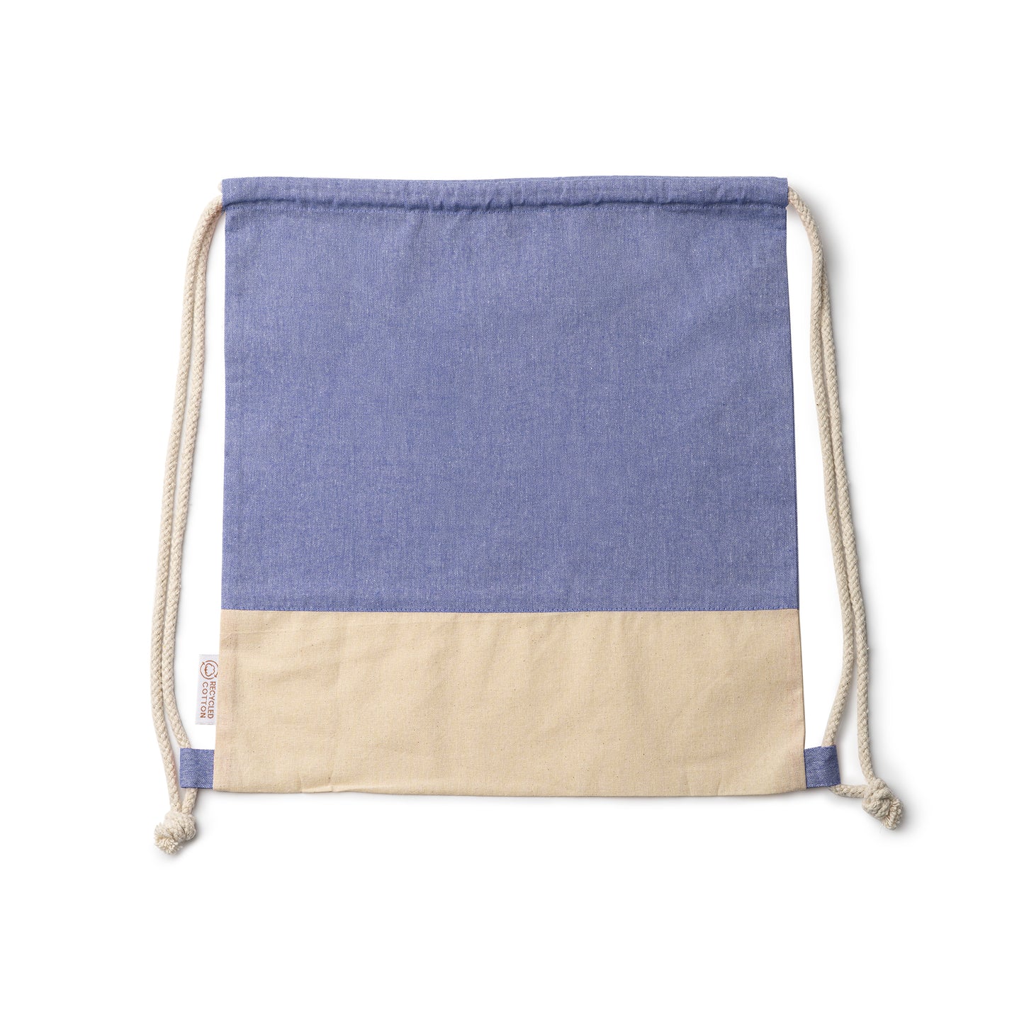 Mochila de cordones en algodón reciclado con acabado jaspeado y algodón natural de 120 g/m².