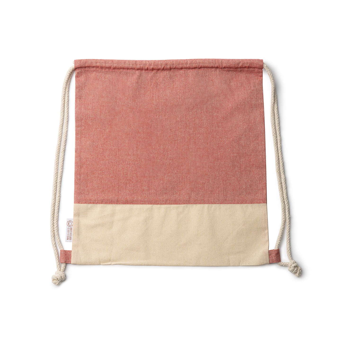 Mochila de cordones en algodón reciclado con acabado jaspeado y algodón natural de 120 g/m².