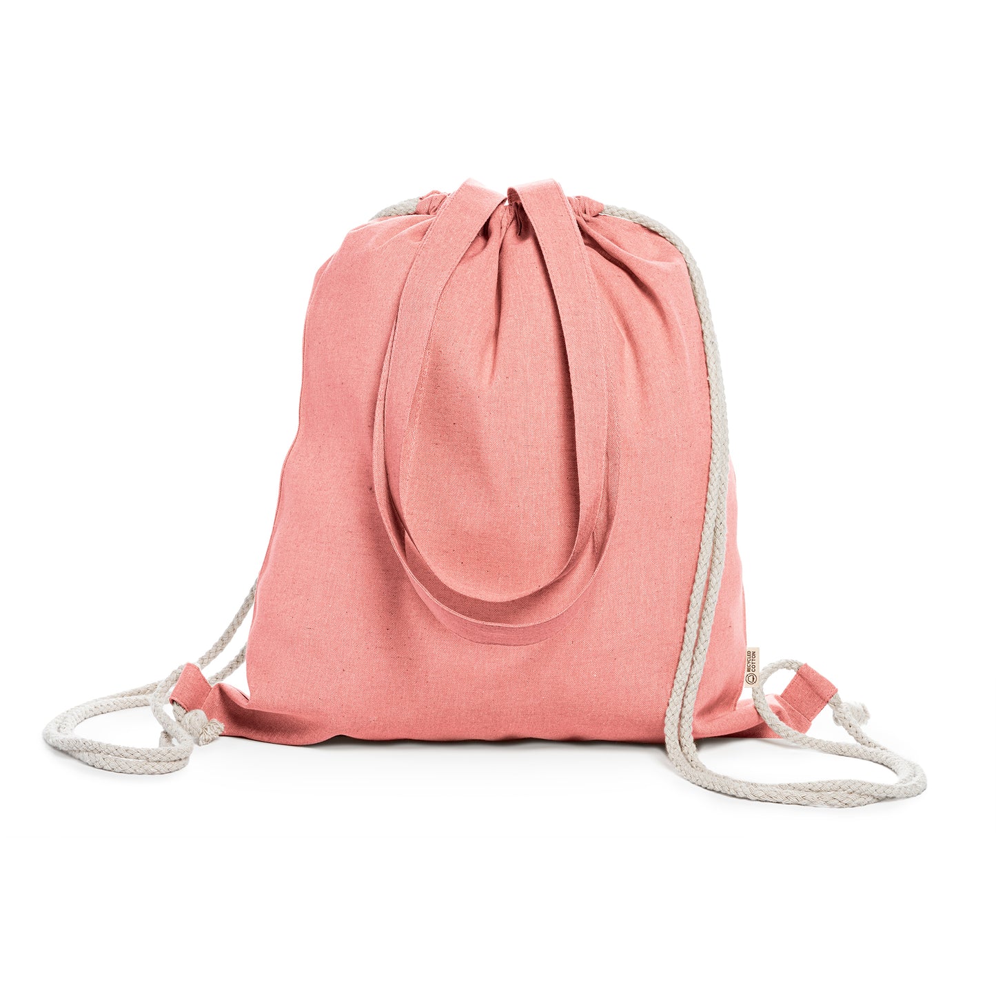 Bolsa mochila de cordones en algodón reciclado de 140 g/m² en acabado jaspeado.