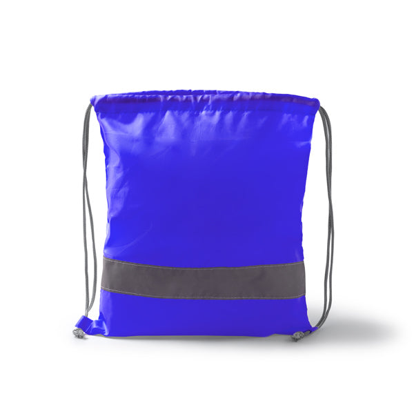 Mochila de cordones con banda reflectante, realizada en poliéster 210D.