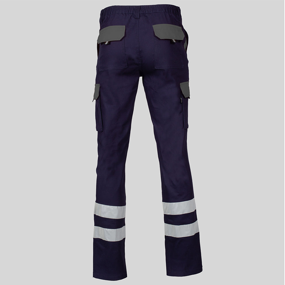 PANTALON UNISEX MULTIBOLSILLOS ELASTICO GAMO COMBI + 2 BANDAS REFLECT.