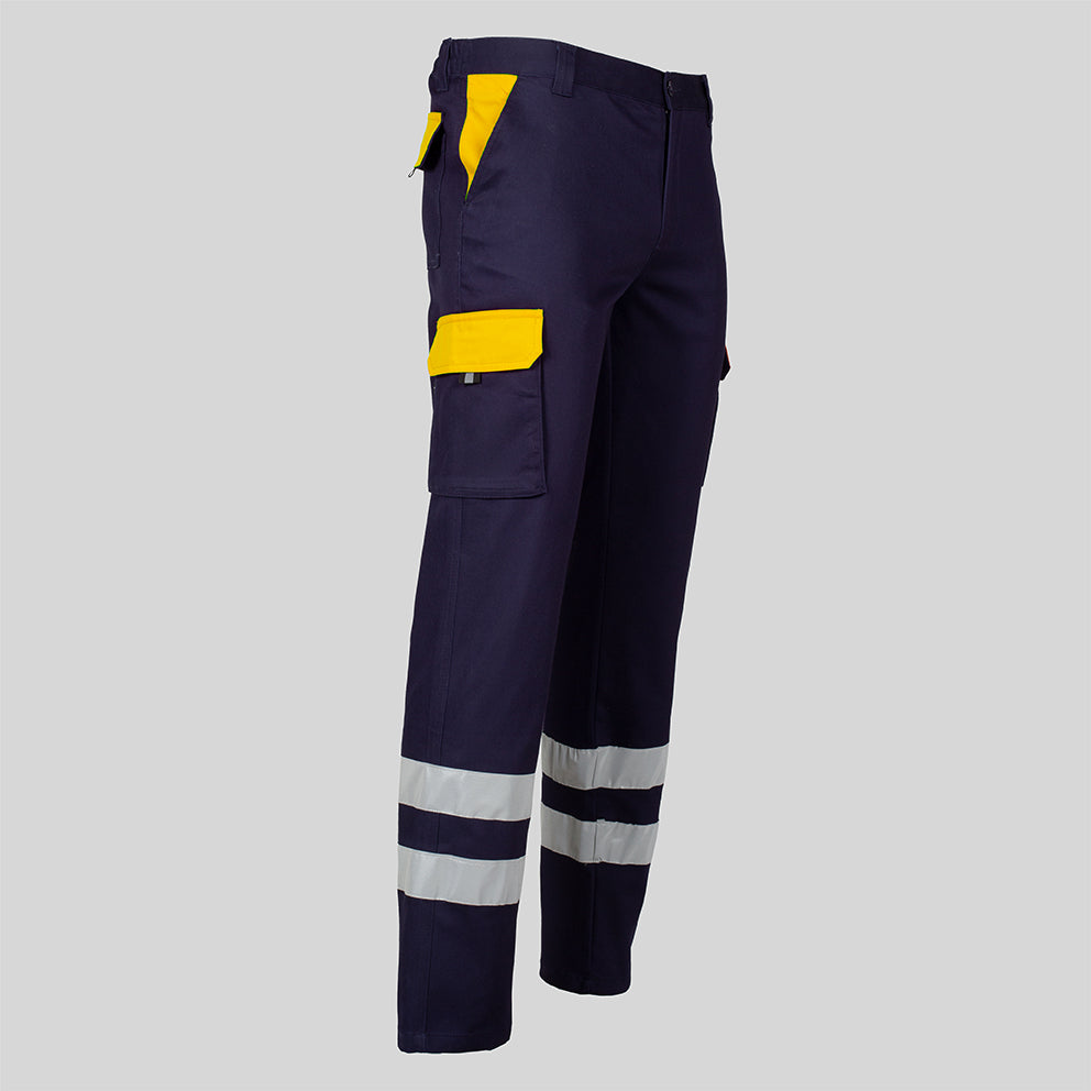 PANTALON UNISEX MULTIBOLSILLOS ELASTICO GAMO COMBI + 2 BANDAS REFLECT.
