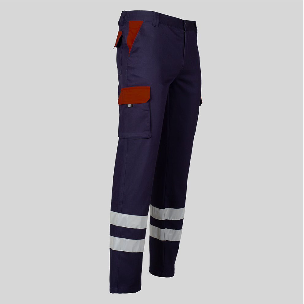 PANTALON UNISEX MULTIBOLSILLOS ELASTICO GAMO COMBI + 2 BANDAS REFLECT.