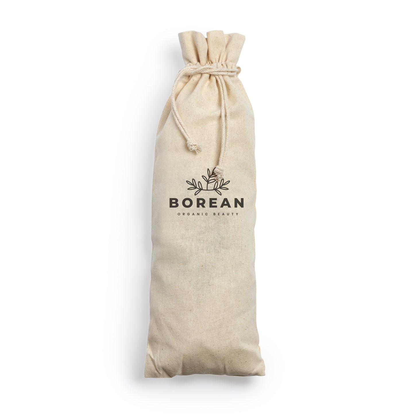Bolsa realizada en algodón de 120 g/m². Auto-cierre de cordones. Ideal para presentar botellas y termos
