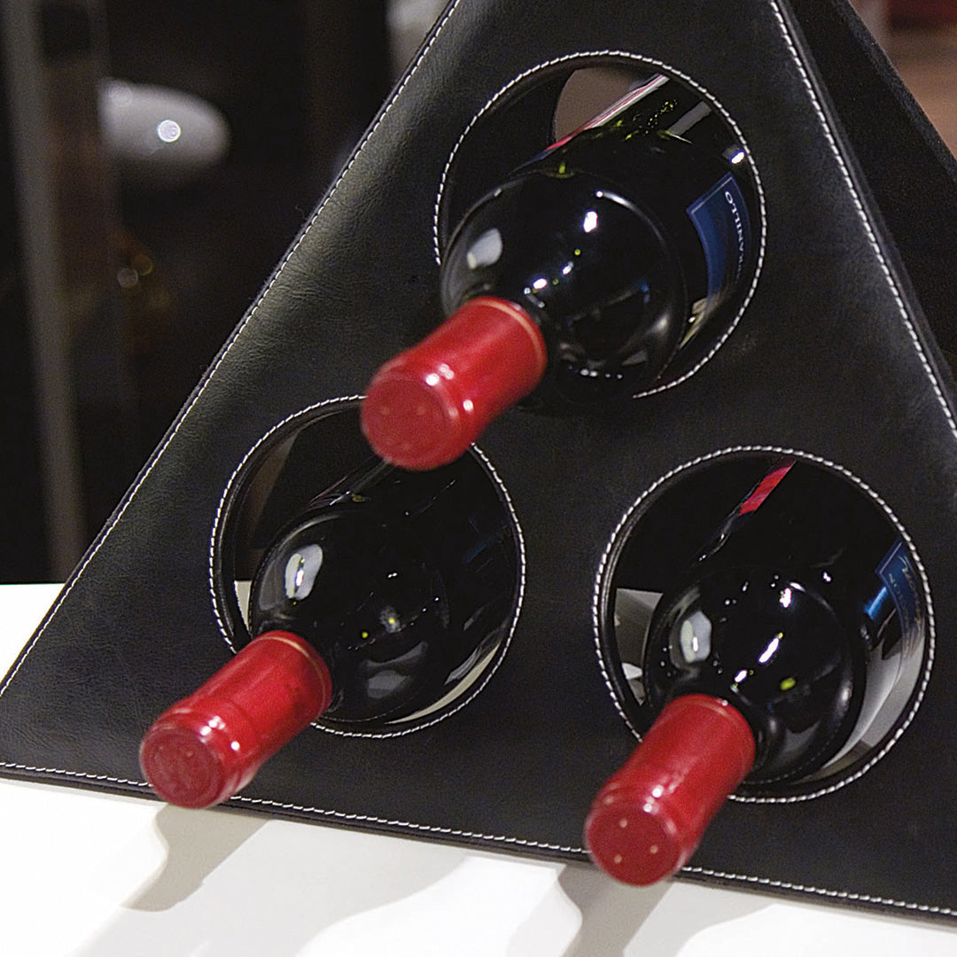 Botellero plegable con capacidad para 3 botellas en elegante polipiel